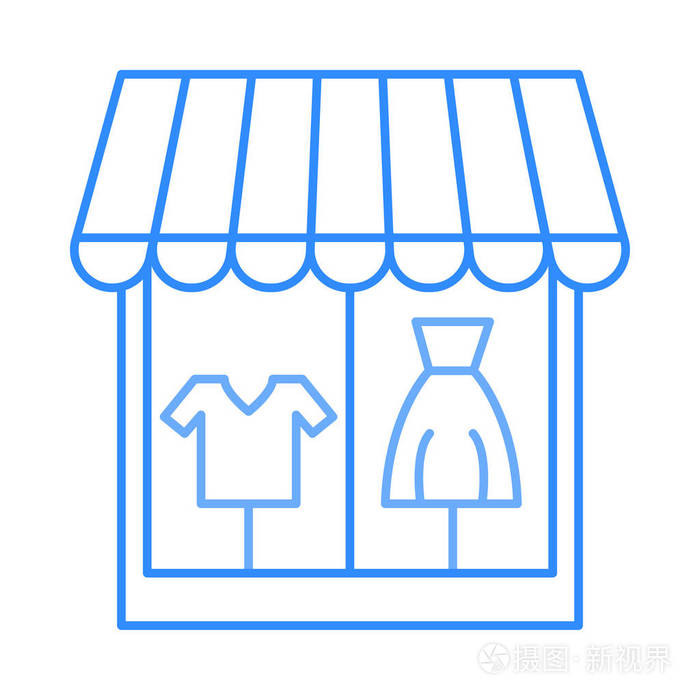 服装商店橱窗平面图标矢量图插画——打造零售视觉新视界